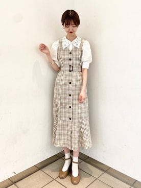 「レースカラー」｜みほさん（レディース・166cm）の春コーディネート