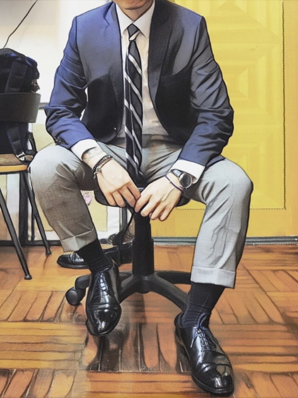 「三陽山長のアイテム（ドレスシューズ、ブラック系）」を使った、reanimationitsujさん（メンズ・165cm）の冬コーディネートの1枚目の写真