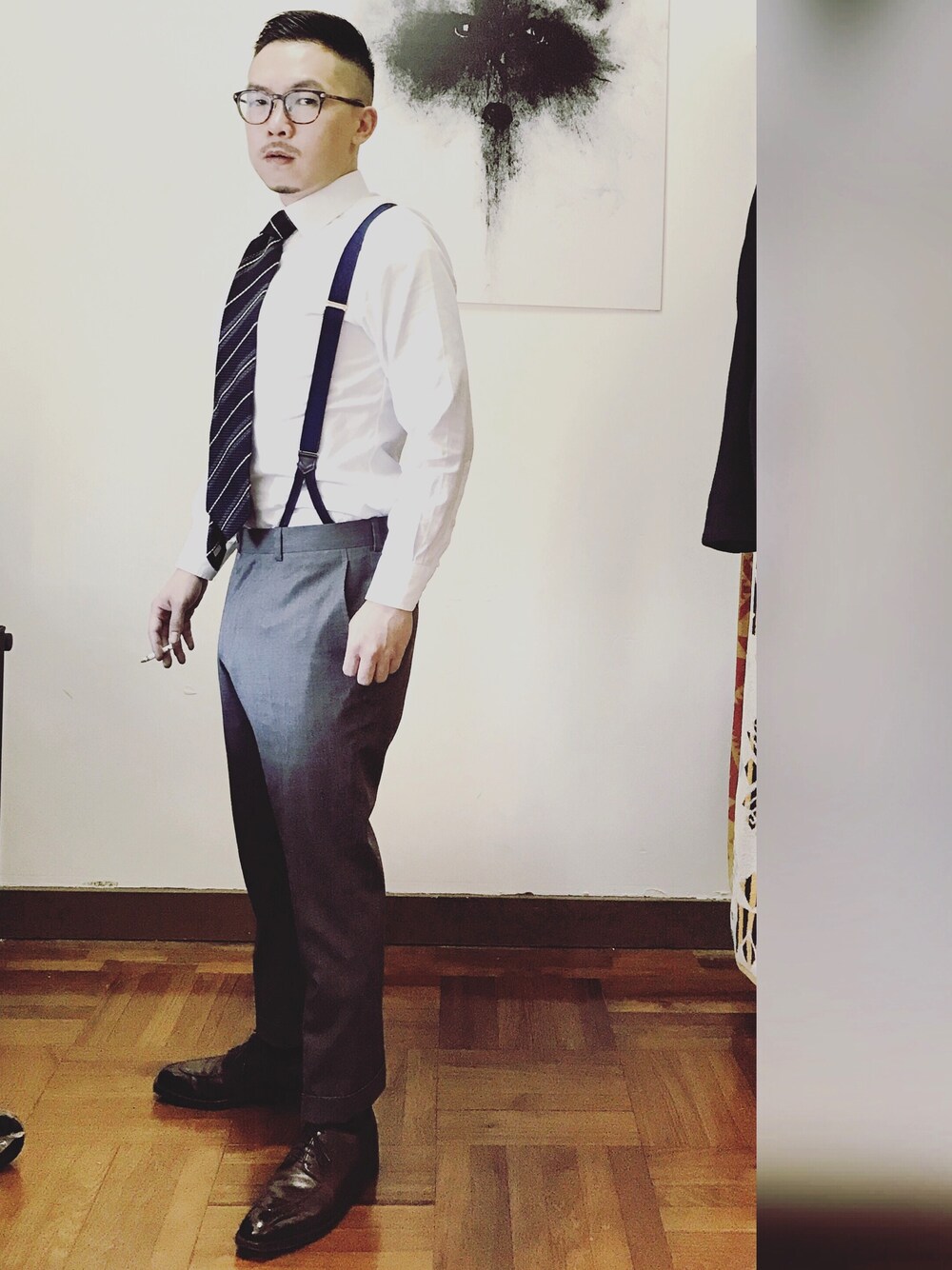「kingsman x drakesのアイテム（ネクタイ、その他）」を使った、reanimationitsujさん（メンズ・165cm）の冬コーディネートの1枚目の写真