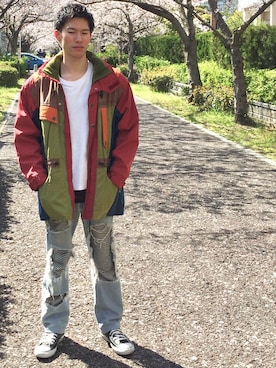 「花見」｜「アイテム（ブルゾン）」を使った、Yuta Akiyoshiさん（メンズ・175cm）の春コーディネート