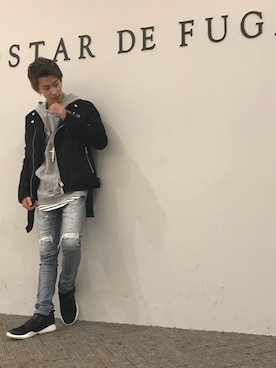 「GOSTAR DE FUGA（ゴスタール ジフーガ）のアイテム（ライダースジャケット）」を使った、Ryutaさん（メンズ・170cm）の秋コーディネート