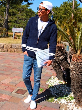 「BAYFLOW」｜「アイテム（スリッポン）」を使った、近岡良次さん（メンズ・178cm）の春コーディネート