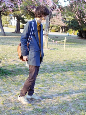 「SHAREEF（シャリーフ）のアイテム（テーラードジャケット）」を使った、かとうさん（メンズ・172cm）の春コーディネート