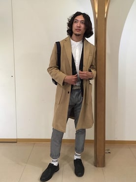 「チェスター」｜「アイテム（スラックス）」を使った、Joey.Dさん（メンズ・177cm）の冬コーディネート