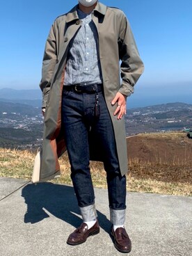 「MACKINTOSH PHILOSOPHY（ﾏｯｷﾝﾄｯｼｭ ﾌｨﾛｿﾌｨｰ）のアイテム（ステンカラーコート）」を使った、a_oさん（メンズ・181cm）の春コーディネート