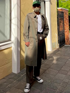 「MACKINTOSH PHILOSOPHY（ﾏｯｷﾝﾄｯｼｭ ﾌｨﾛｿﾌｨｰ）のアイテム（ステンカラーコート）」を使った、a_oさん（メンズ・181cm）の春コーディネート