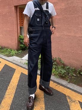 「Wrangler（ラングラー）のアイテム（オールインワン・サロペット）」を使った、a_oさん（メンズ・181cm）の春コーディネート