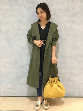 「LEPSIM（レプシィム）のアイテム（トレンチコート）」を使った、noriさん（レディース・155cm）の春コーディネート