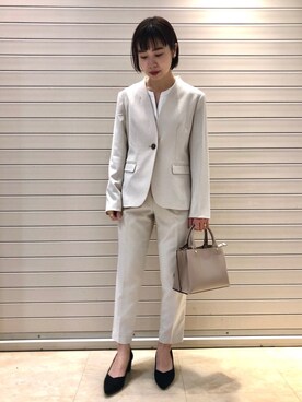 「LEPSIM」｜「アイテム（ノーカラージャケット）」を使った、noriさん（レディース・155cm）の冬コーディネート