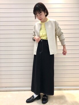 「LEPSIM」｜「アイテム（ノーカラージャケット）」を使った、noriさん（レディース・155cm）の冬コーディネート