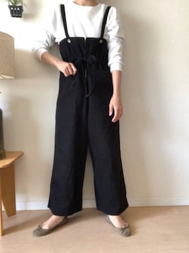 「おうちスタイル」｜「アイテム（サロペット/オーバーオール）」を使った、noriさん（レディース・155cm）の春コーディネート