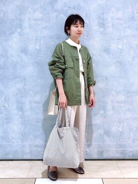 「LEPSIM（レプシィム）のアイテム（ノーカラージャケット）」を使った、noriさん（レディース・155cm）の春コーディネート