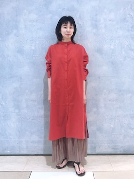 「LEPSIM（レプシィム）のアイテム（シャツワンピース）」を使った、noriさん（レディース・155cm）の春コーディネート