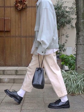 「markaware（マーカウェア）のアイテム（カバーオール）」を使った、もとさん（メンズ・165cm）の春コーディネート