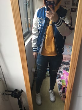 「Roots Canadaのアイテム（トップス）」を使った、JWeiさん（レディース・158cm）の冬コーディネート