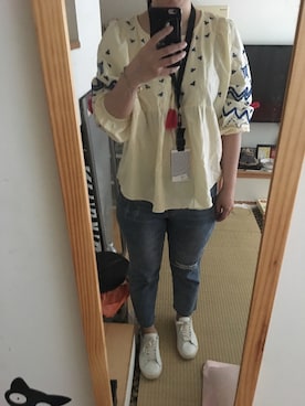 「BLUE WAY（ブルーウェイ）のアイテム（パンツ）」を使った、JWeiさん（レディース・158cm）の秋コーディネート