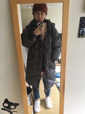 「Roots Canadaのアイテム（帽子）」を使った、JWeiさん（レディース・158cm）の冬コーディネート