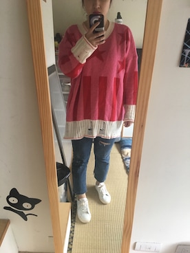 「BLUE WAY（ブルーウェイ）のアイテム（パンツ）」を使った、JWeiさん（レディース・158cm）の冬コーディネート