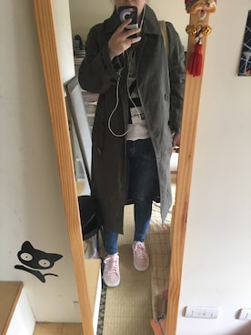 「H&M（エイチ・アンド・エム）のアイテム（チェスターコート）」を使った、JWeiさん（レディース・158cm）の春コーディネート