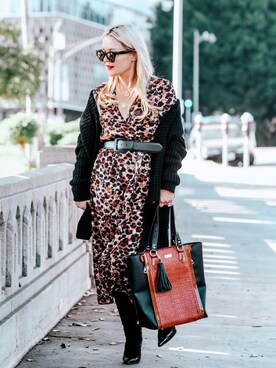 「アイテム（ドレス、ブラウン系）」を使った、Zia Domicさん（レディース・165cm）の秋コーディネート