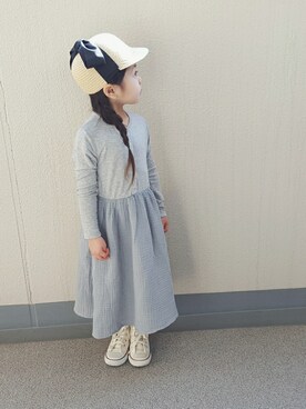 「リボンキャップ」｜「アイテム（ワンピース/ドレス）」を使った、Aya ⋈さん（キッズ・100cm）の春コーディネート