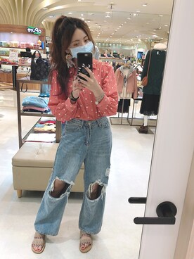 「MANGO（マンゴ）のアイテム（シャツ/ブラウス、ピンク系）」を使った、dolla さん（レディース・160cm）の秋コーディネート