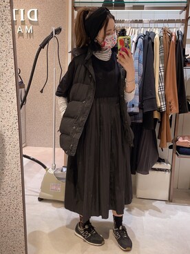 「NEW BALANCE（ニューバランス）のアイテム（シューズ、ブラック系）」を使った、dolla さん（レディース・160cm）の冬コーディネート