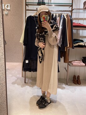 「Ne-net（ネネット）のアイテム（帽子、ベージュ系）」を使った、dolla さん（レディース・160cm）の冬コーディネート