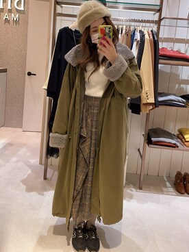「kaorinomoriのアイテム（帽子、ベージュ系）」を使った、dolla さん（レディース・160cm）の冬コーディネート