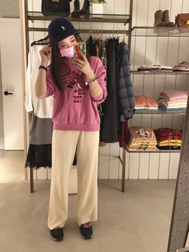 「KANGOL（カンゴール）のアイテム（帽子、パープル系）」を使った、dolla さん（レディース・160cm）の冬コーディネート