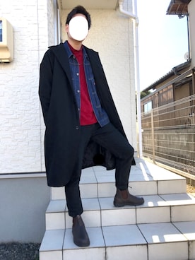 「Levi's」｜「アイテム（トレンチコート）」を使った、のすけさん（メンズ・174cm）の冬コーディネート