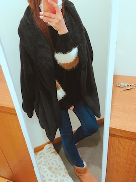 「着まわしコーデ」｜「アイテム（ジャケット/アウター）」を使った、m☺︎さん（レディース・155cm）の冬コーディネート