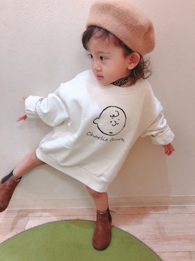 「apres les cours（アプレレクール）のアイテム（ハンチング/ベレー帽）」を使った、sora_mmさん（キッズ・80cm）の秋コーディネート