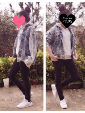 「UNIQLO（ユニクロ）のWOMEN ウルトラストレッチジーンズ（デニムパンツ）」を使った、よっぴさん（レディース・159cm）の夏コーディネート