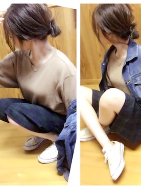 「CONVERSE（コンバース）のconverse（コンバース） ALL STAR OX（オールスターOX）（スニーカー）」を使った、よっぴさん（レディース・159cm）の秋コーディネート