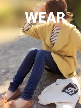 「UNIQLO（ユニクロ）のWOMEN ウルトラストレッチジーンズ（デニムパンツ）」を使った、よっぴさん（レディース・159cm）の秋コーディネート