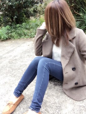 「UNIQLO（ユニクロ）のWOMEN ウルトラストレッチジーンズ（デニムパンツ）」を使った、よっぴさん（レディース・159cm）の秋コーディネート