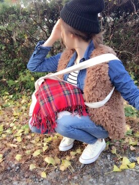 「CONVERSE（コンバース）のconverse（コンバース） ALL STAR OX（オールスターOX）（スニーカー）」を使った、よっぴさん（レディース・159cm）の秋コーディネート