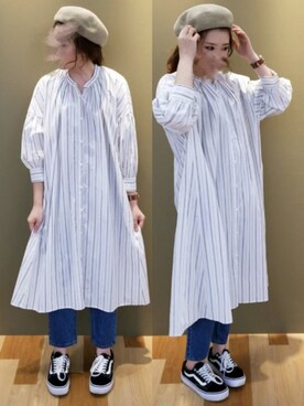 「スタッフセンバツ」｜「アイテム（ハンチング/ベレー帽）」を使った、よっぴさん（レディース・159cm）の冬コーディネート