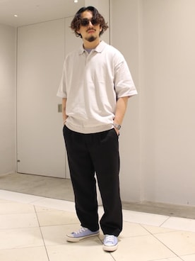 「アイテム（ポロシャツ）」を使った、冨田　剛史さん（メンズ・165cm）の春コーディネート