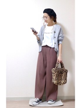 カーディガン ボレロを使った プリーツワイドパンツ の人気ファッションコーディネート Wear