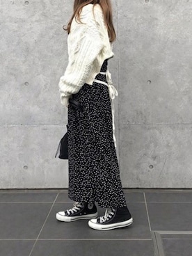 「CONVERSE（コンバース）のconverse コンバース ALL STAR HI オールスター ハイ 3206 BLACK(US)（スニーカー）」を使った、Lavish Gate Staffさん（レディース・150cm）の冬コーディネート