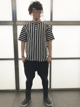 「THE NORTH FACE（ザノースフェイス）のアイテム（レインシューズ）」を使った、オカザキジョーさん（メンズ・174cm）の夏コーディネート