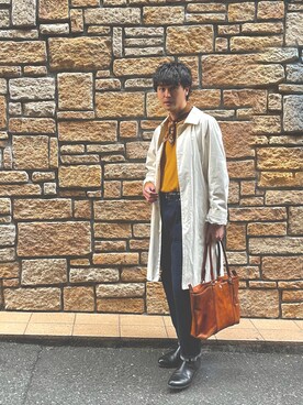 Yaeca ヤエカ のステンカラーコートを使ったメンズ人気ファッションコーディネート Wear