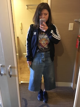 「ＧＷ」｜「アイテム（ジャージ）」を使った、ニャンちゅうさん（レディース・155cm）の春コーディネート