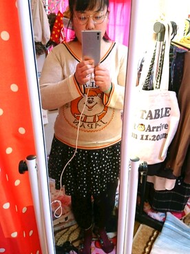「WC（ダブル シー）のアイテム（ニット/セーター）」を使った、のりちゃん。さん（レディース・155cm）の冬コーディネート