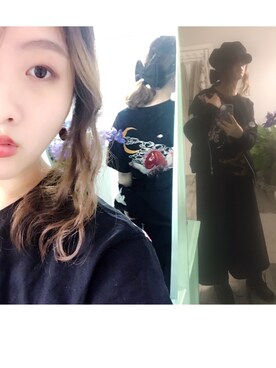 「D&G（ディーアンドジー）のアイテム（スタジャン）」を使った、哎呦好气啊さん（レディース・157cm）の冬コーディネート