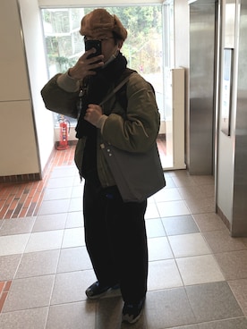 「Graphpaper（グラフペーパー）のアイテム（MA-1）」を使った、Yukisnさん（メンズ・174cm）の冬コーディネート