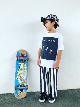 「BLOC（ブロック）のアイテム（パンツ）」を使った、　　　toui'さん（キッズ・110cm）の夏コーディネート