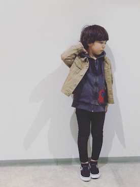 「EDWIN（エドウィン）のアイテム（ジャケット/アウター）」を使った、　　　toui'さん（キッズ・110cm）の秋コーディネート